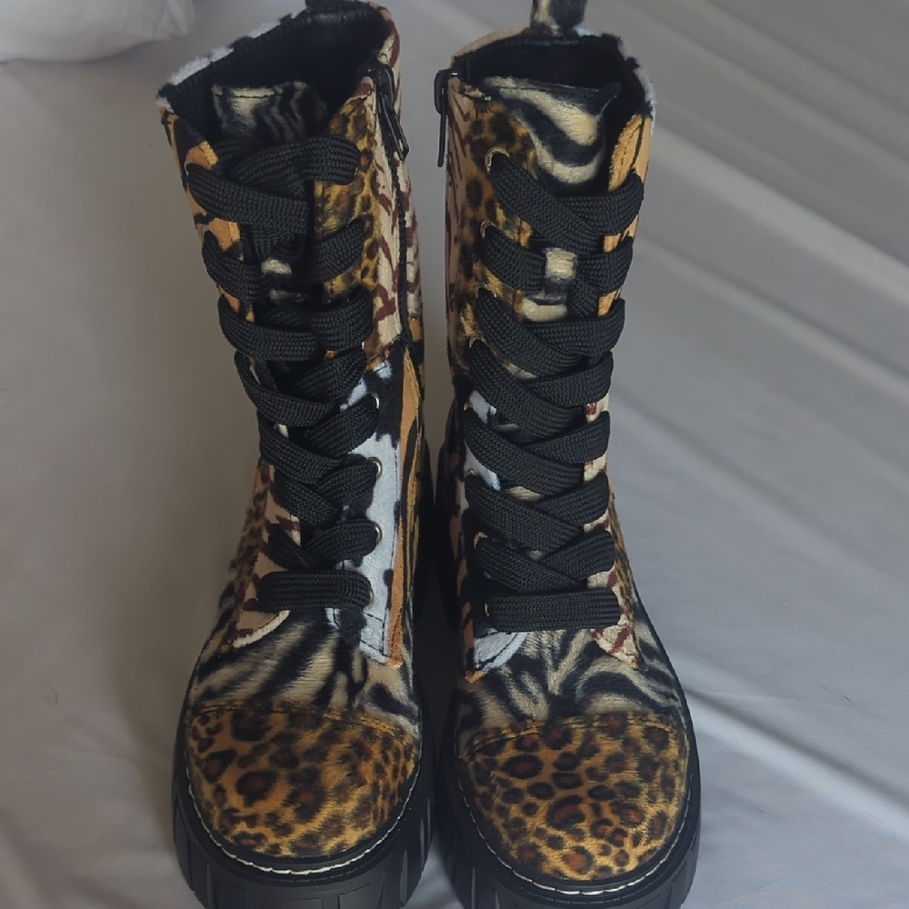 Wild Animal Print Women's Combat Boots
